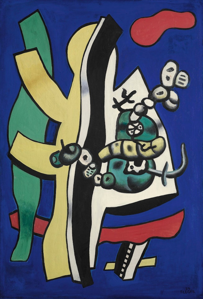 NATURE MORTE AUX FRUITS SUR FOND BLEU by Fernand Leger