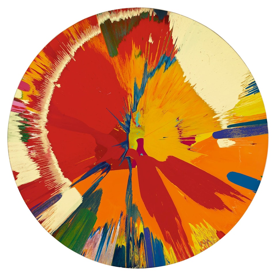 BEAUTIFUL SNEAKY CHEEKY PINK BIT OF THE EDGE PAINTING by Damien Hirst