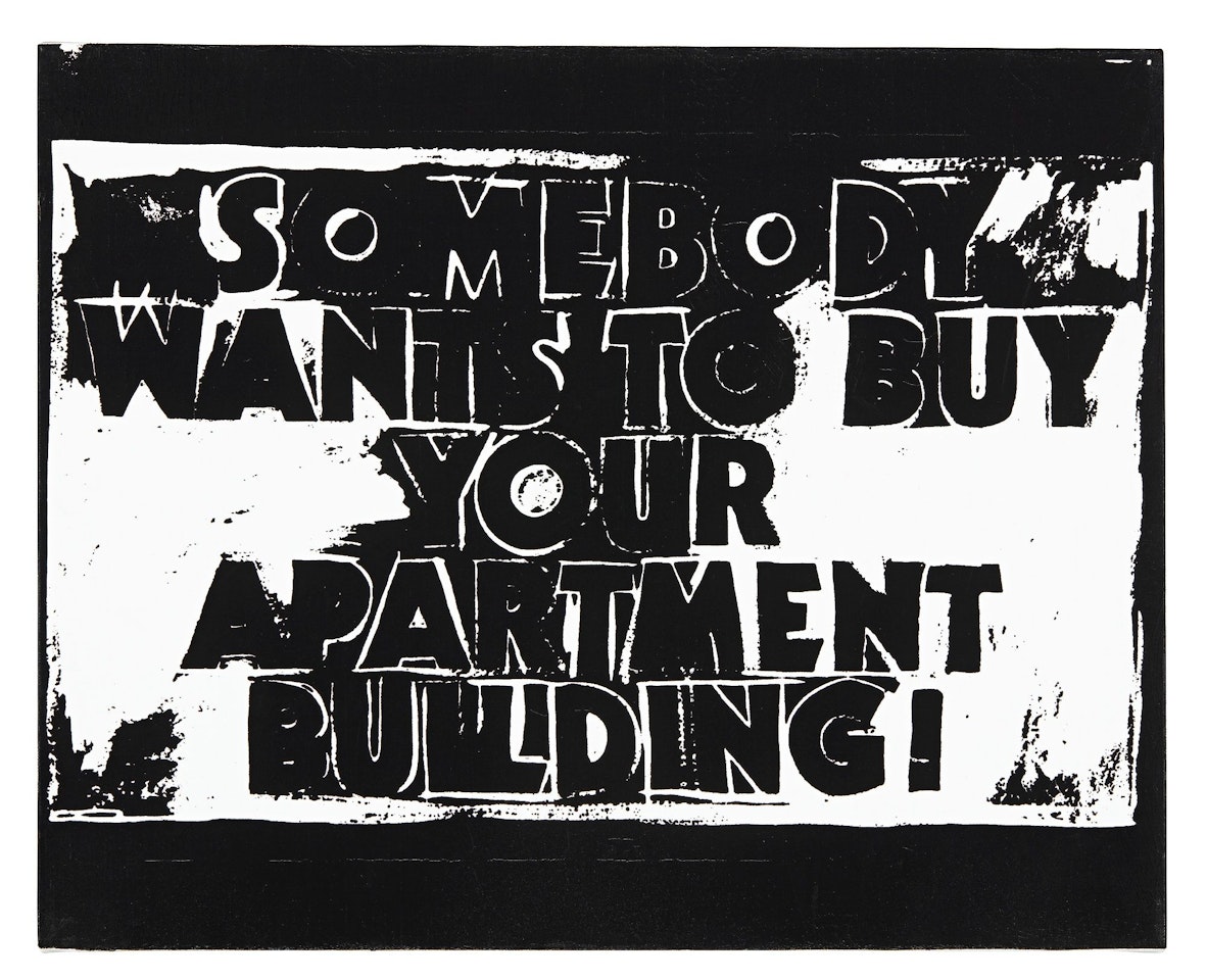 SOMEBODY WANTS TO BUY YOUR APARTMENT BUILDING! (NEGATIVE)  by Andy Warhol