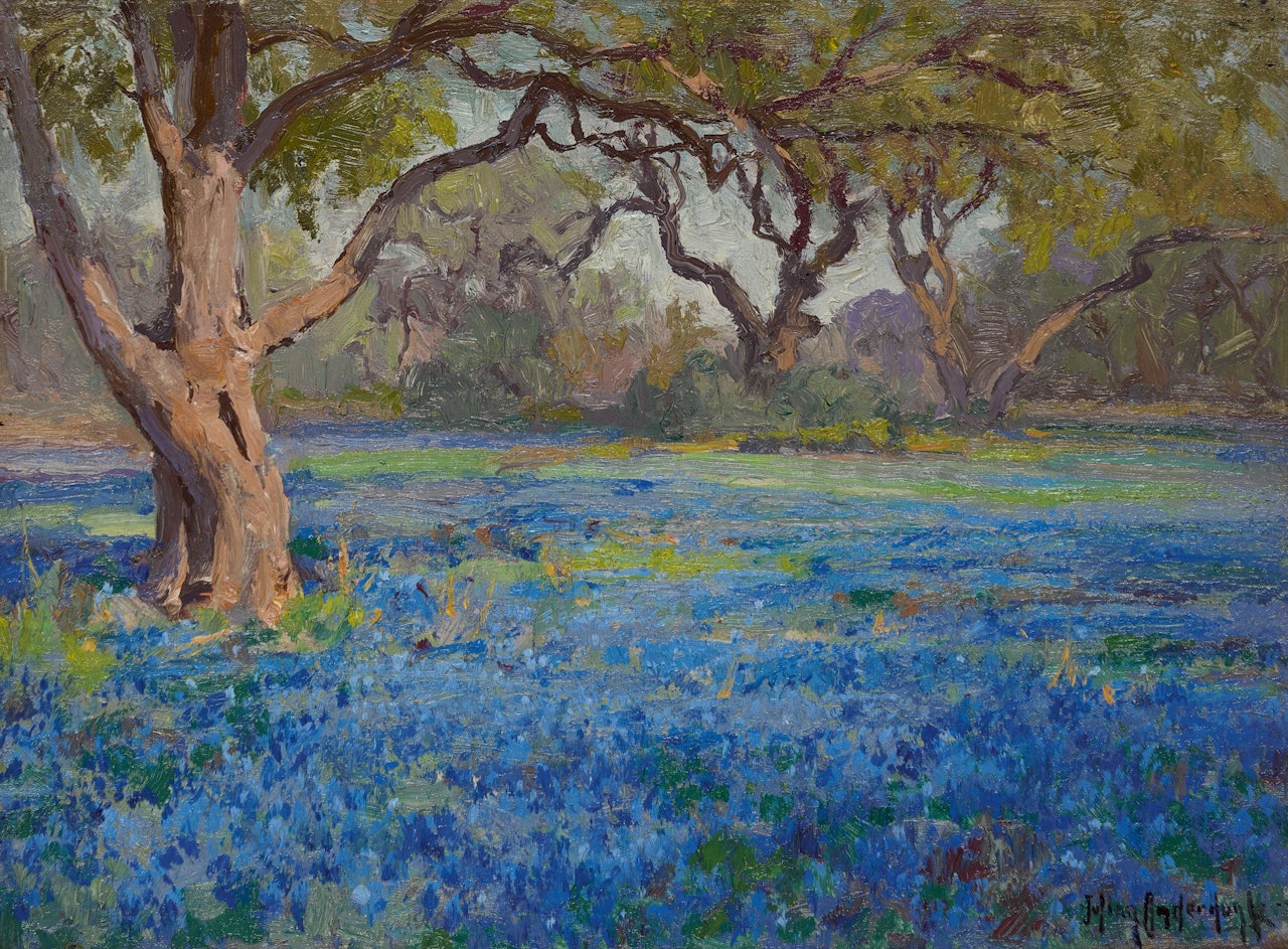 A FIELD OF BLUE BONNETS AT ALAMO HEIGHTS by Julian Onderdonk
