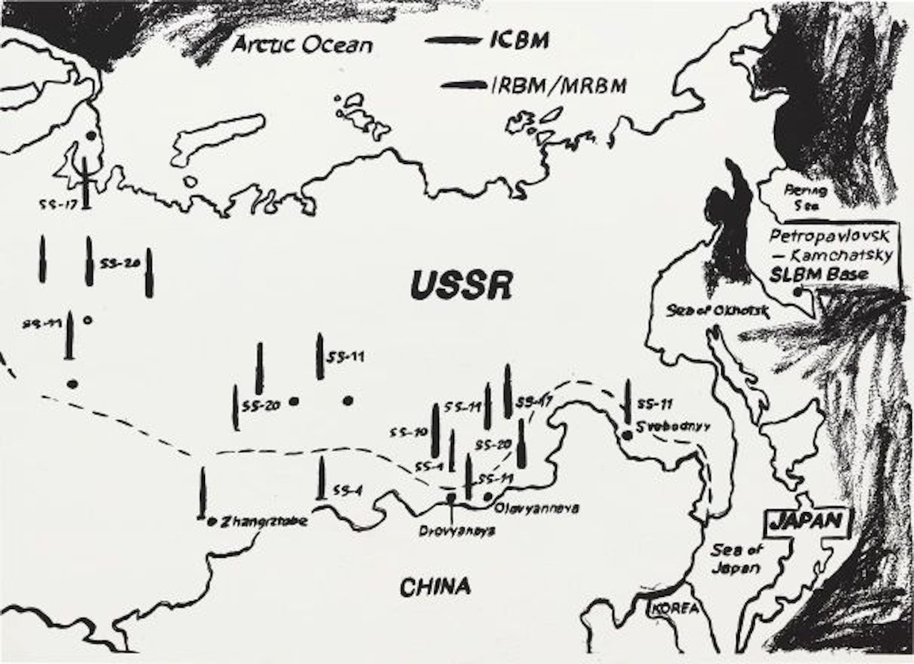 Map of Eastern U.S.S.R. Missile Bases (Positive) by Andy Warhol