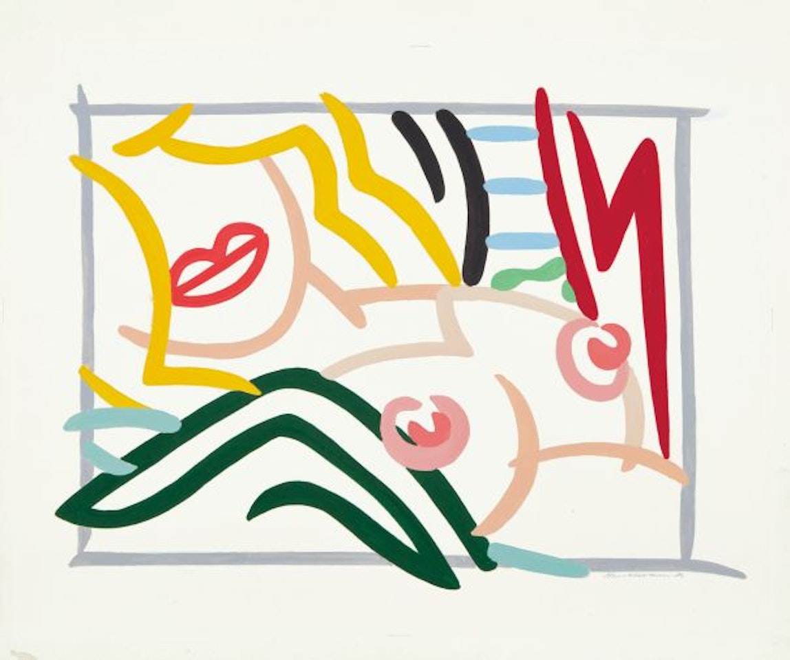 Study for Bedroom Blonde, Black and Green Pillows by Tom Wesselmann