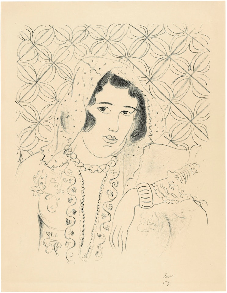Figure devant tapa africain by Henri Matisse