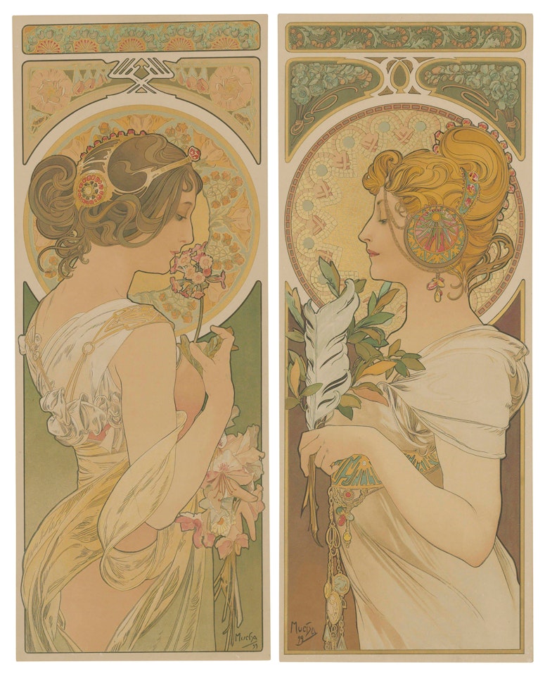 La Primevere & La Plume (2 Works) by Alphonse Mucha