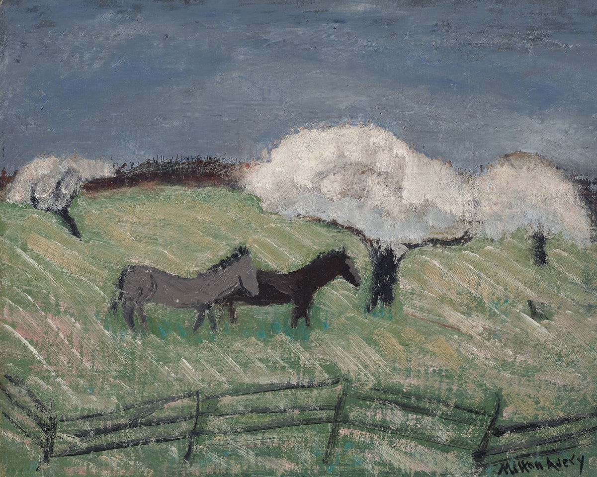 Horses and Blooming Trees by Milton Avery