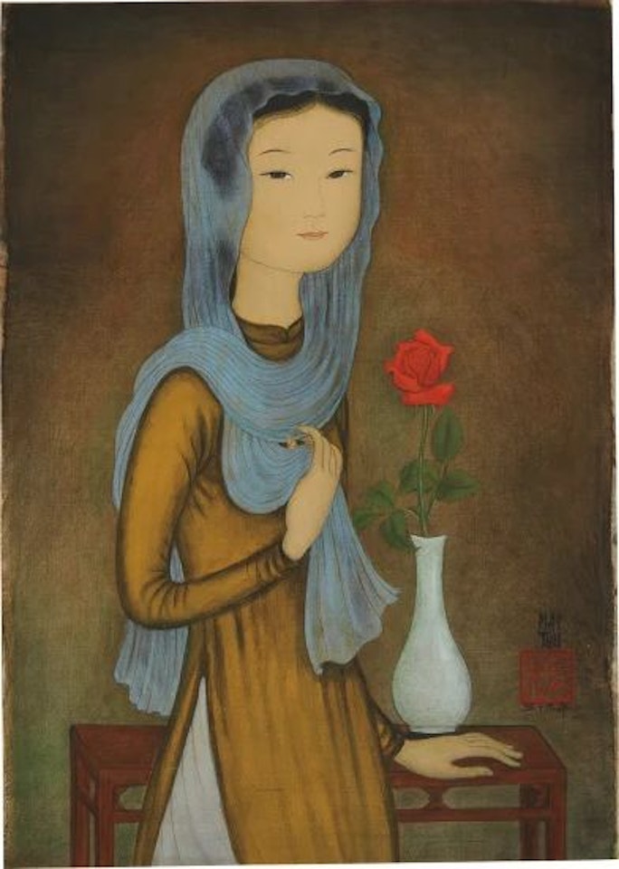 La Rose Rouge (J. femme à l’écharpe) [The Red Rose (Young Lady with Scarf)] by Mai Trung Thu
