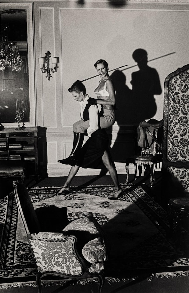 'SADDLE III', AND 'JEAN-LOUIS DAVID CUTS THE HAIR OF EVA M.', 1974-76 by Helmut Newton