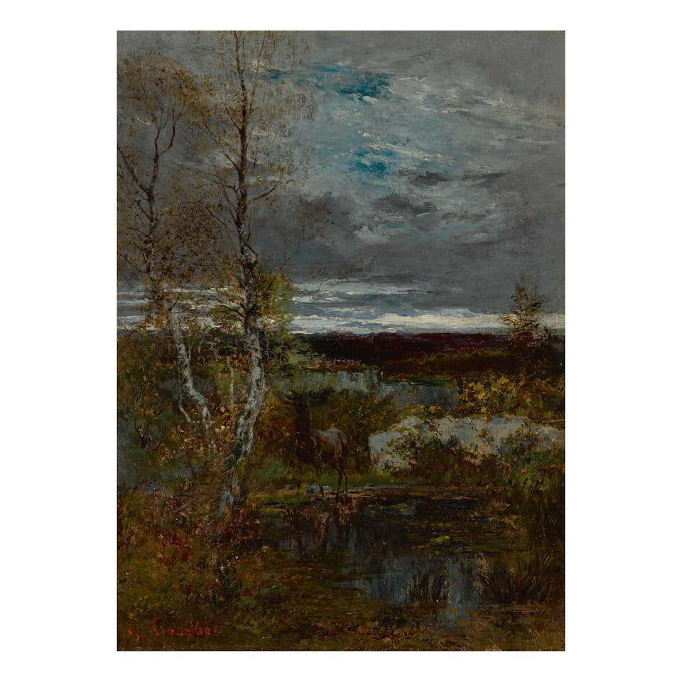 CERF À LA MARE (FONTAINEBLEAU) by Gustave Courbet