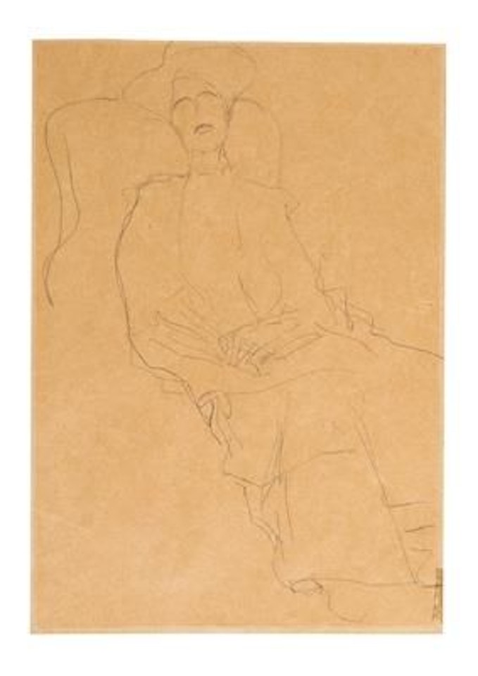 Seated woman from the front by Gustav Klimt