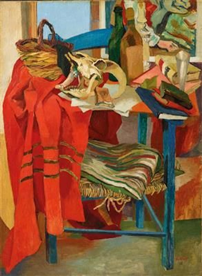 Natura morta con drappo rosso (Sedia bucranio e drappo rosso) by Renato Guttuso