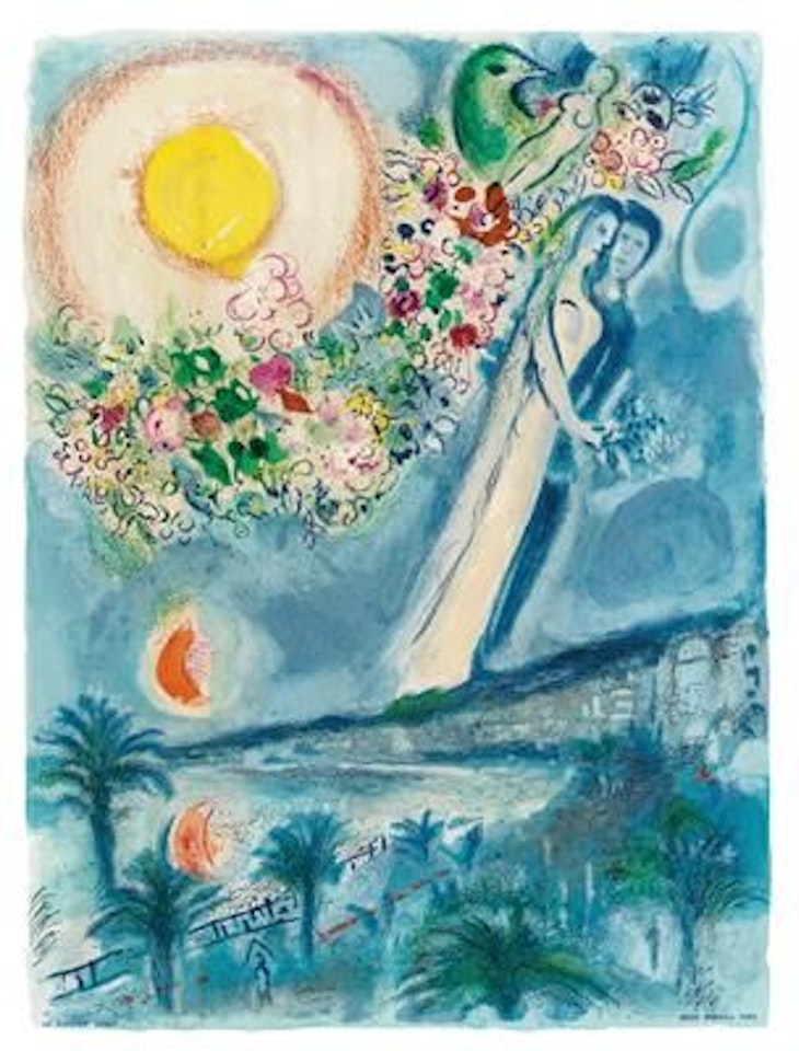 Fiancés dans le ciel de Nice by Marc Chagall