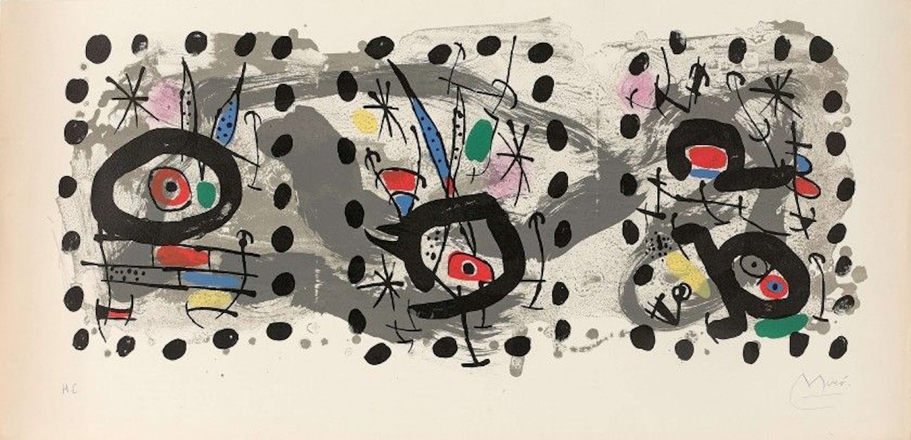 Solar bird, lunar bird, sparks by Joan Miró
