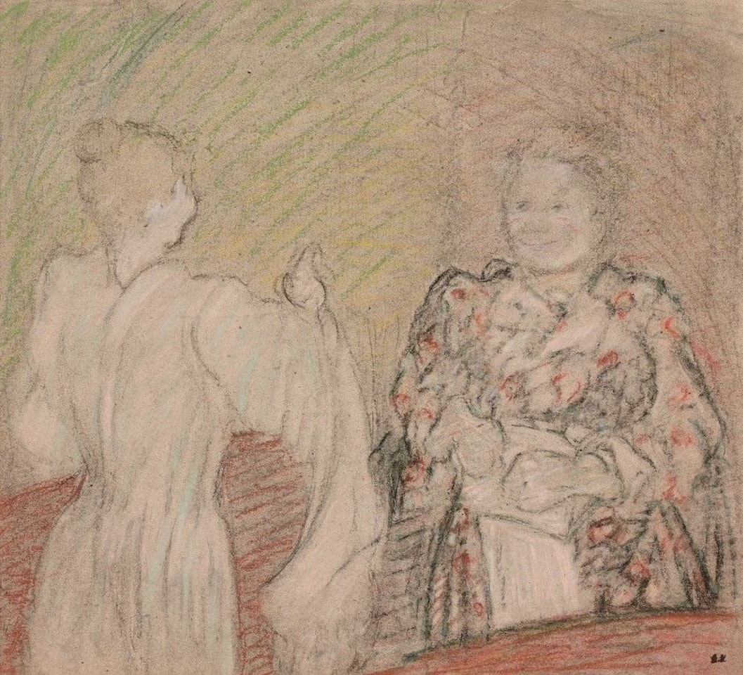 Madame Vuillard conversing with a girl by Édouard Vuillard