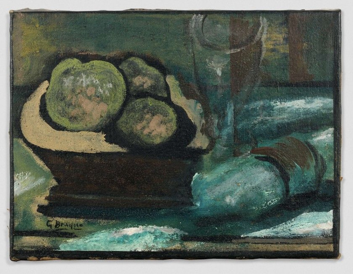 Apple, glass and napkin by Georges Braque