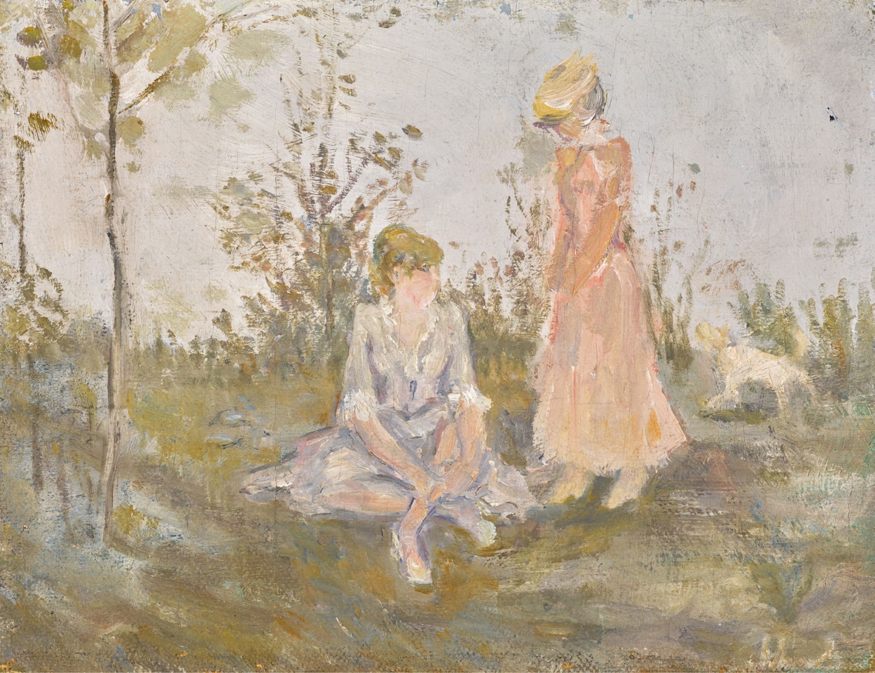 Jeunes filles au bord de la rivière by Mikhail Larionov