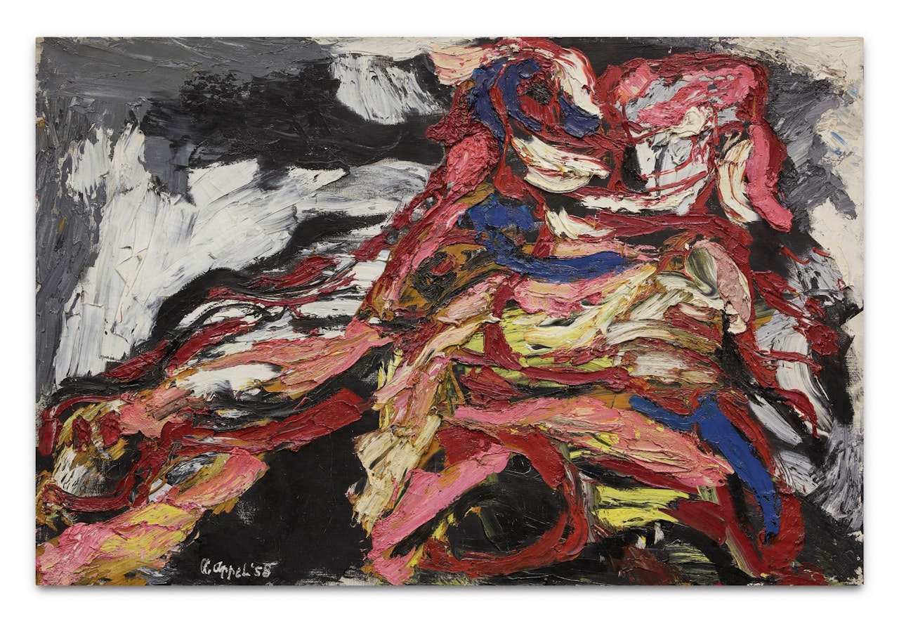 LOVING COUPLE IN A STORM by Karel Appel
