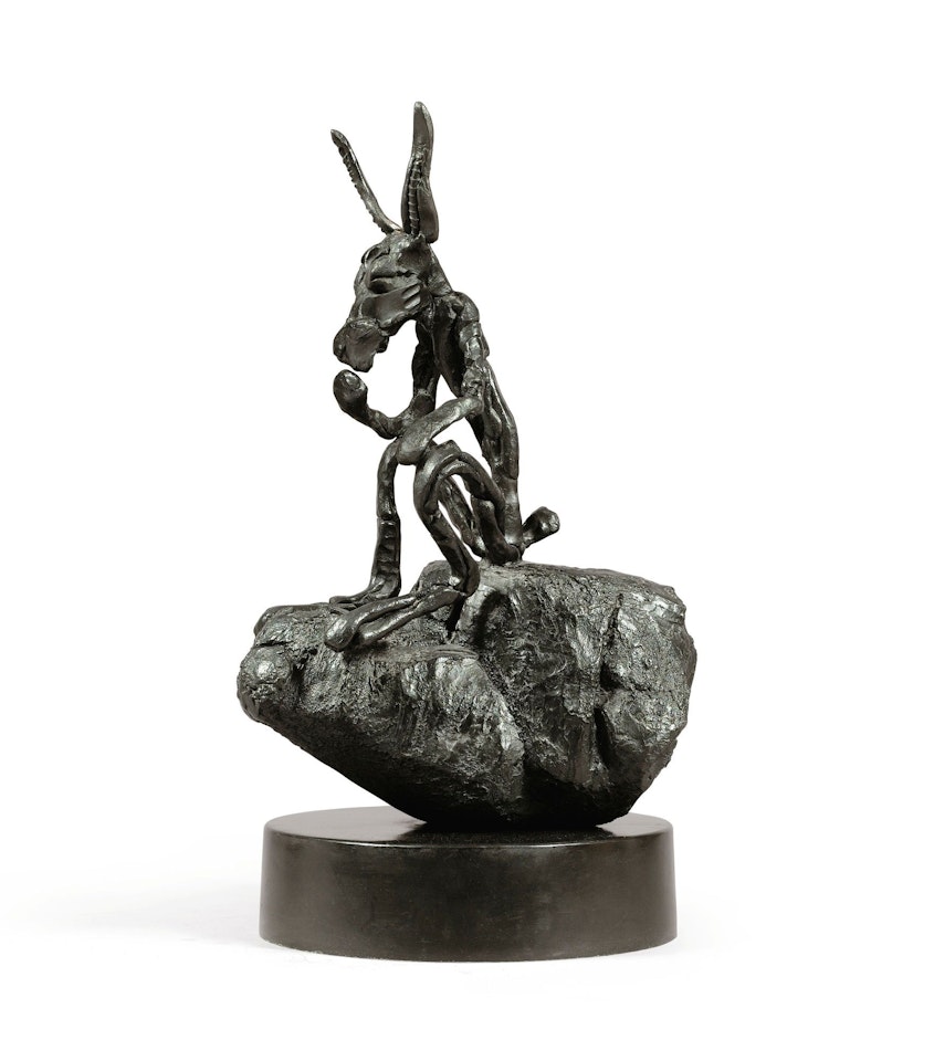 THINKER ON ROCK, MEDIUM by Barry Flanagan