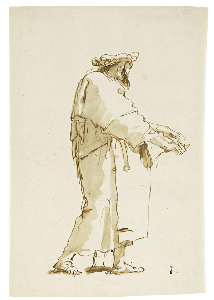 A BEARDED ORIENTAL STANDING IN PROFILE by Giovanni Battista Tiepolo