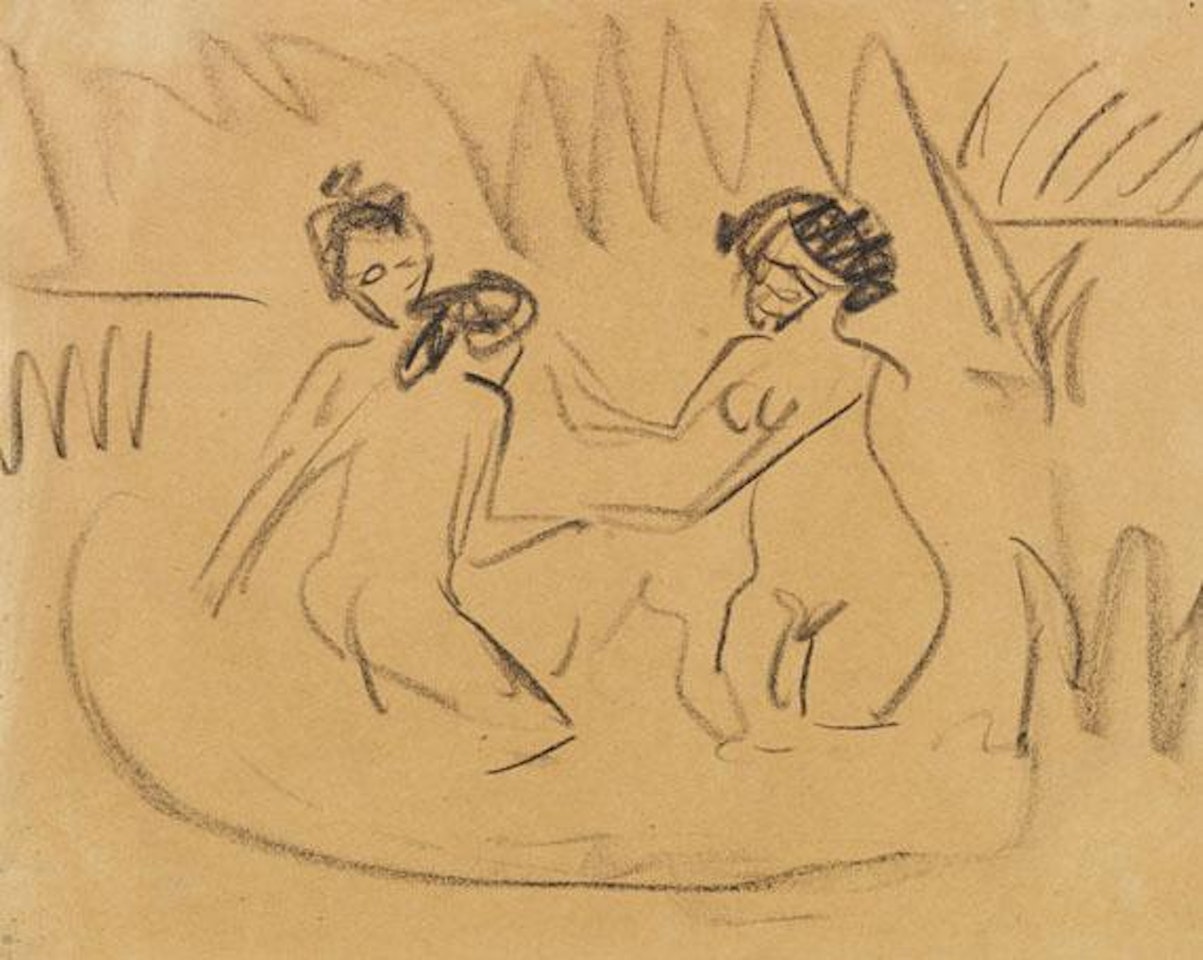 Drei badende Akte an den Moritzburger Seen by Ernst Ludwig Kirchner