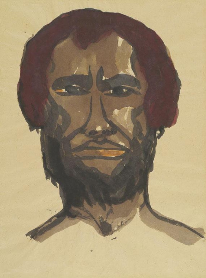 Männerbildnis mit dunkelrotem Haar, Neuguinea by Emil Nolde