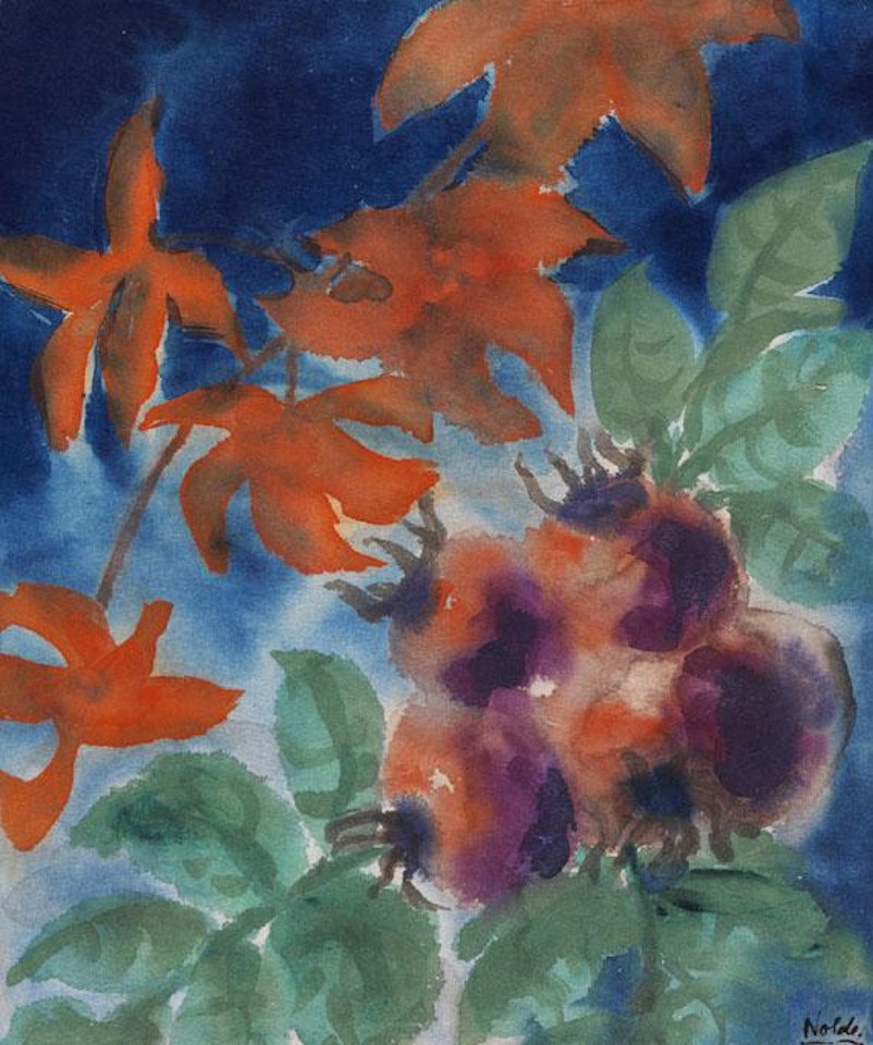 Hagebutten und wilder Wein by Emil Nolde