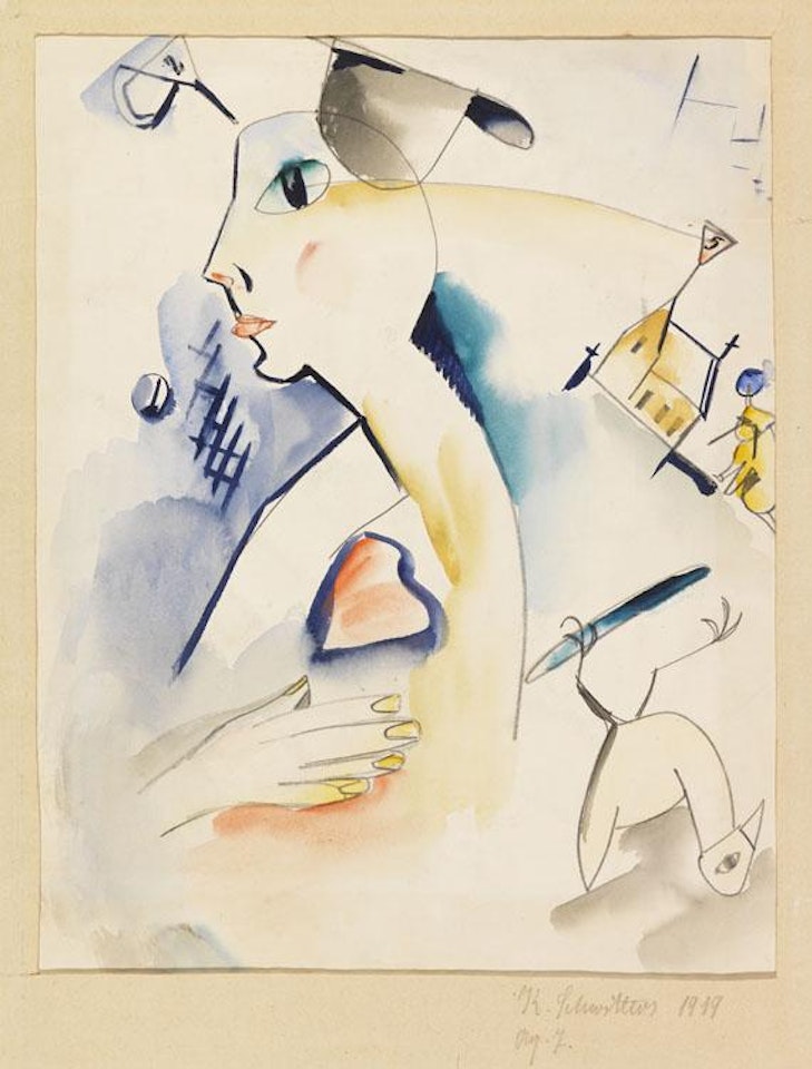 Mann schaaft Lilablau by Kurt Schwitters