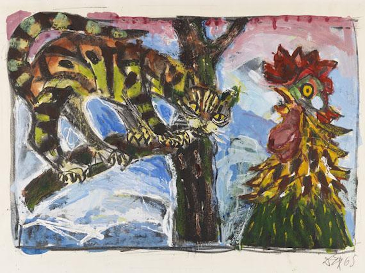 Katze und Hahn by Otto Dix