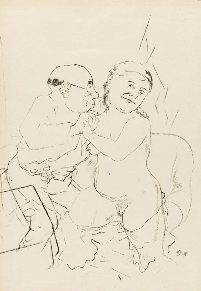Bordellszene (The handjob) by George Grosz