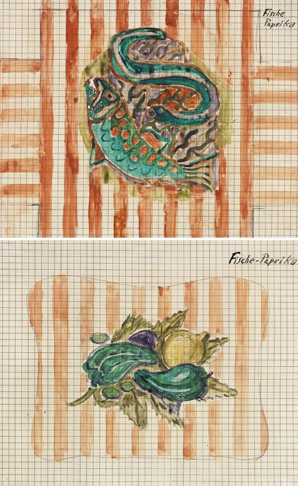 Fische / Verschiedene Gemüse (Entwurfszeichnungen) by Otto Dix