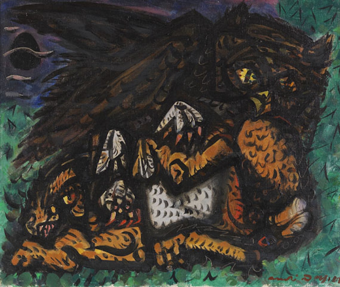 Hibou avec lièvre by André Masson