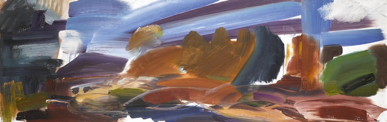 AUTUMN TREES AND A HILL by Ivon Hitchens