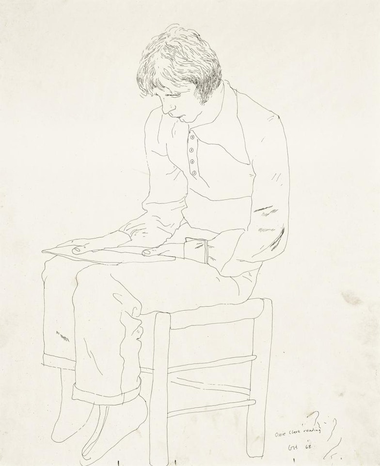 OSSIE CLARK READING by David Hockney