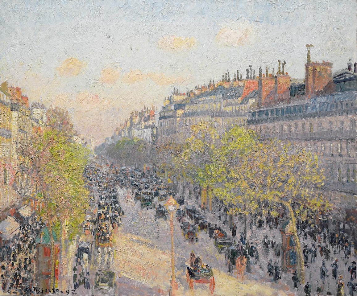 LE BOULEVARD MONTMARTRE, FIN DE JOURNÉE by Camille Pissarro