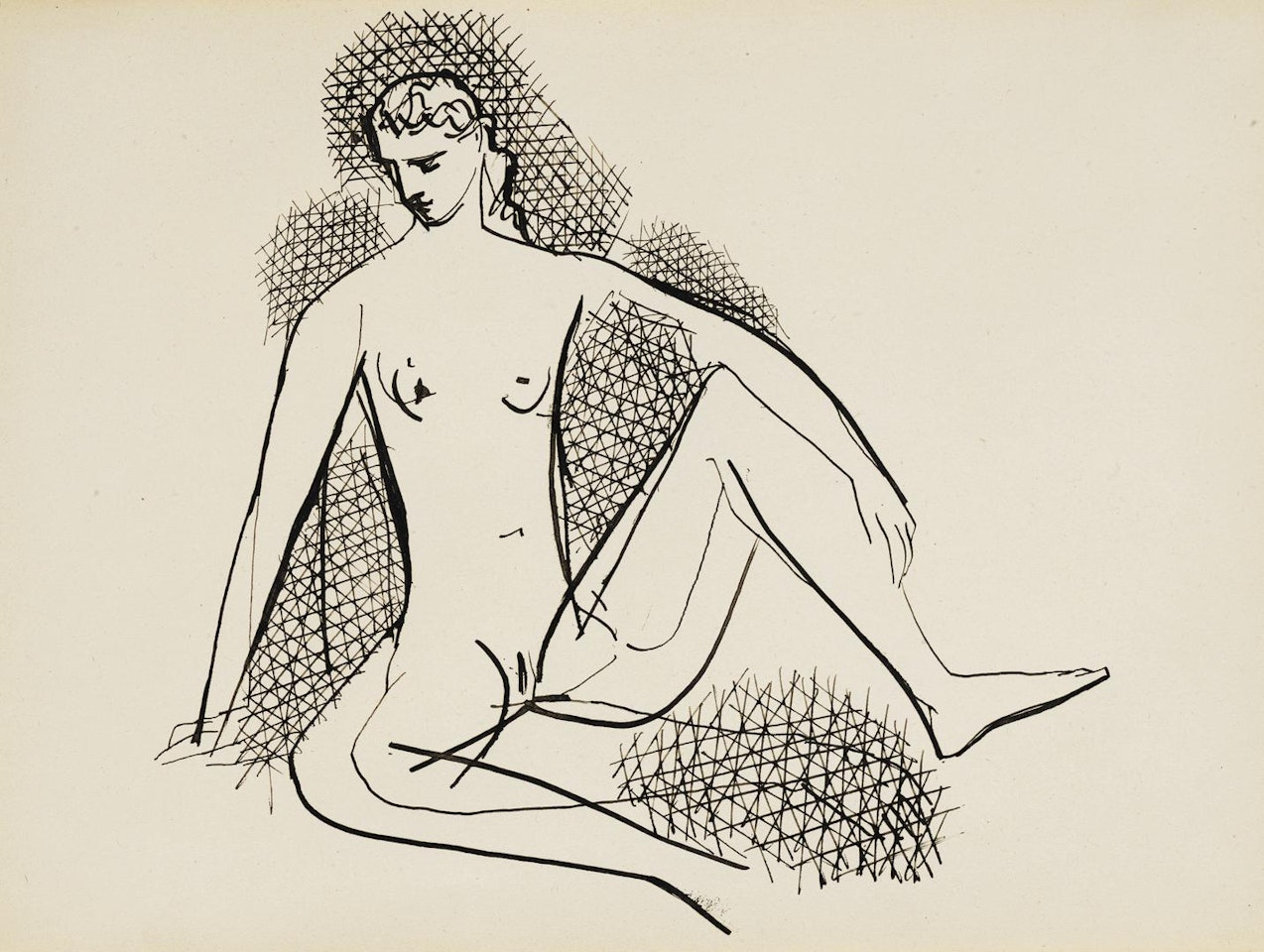 NU FÉMININ ASSIS, FROM CARNET NO. 67 by Pablo Picasso