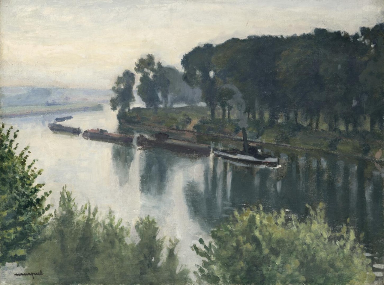 REMORQUEUR SUR LA SEINE À MÉRICOURT by Albert Marquet