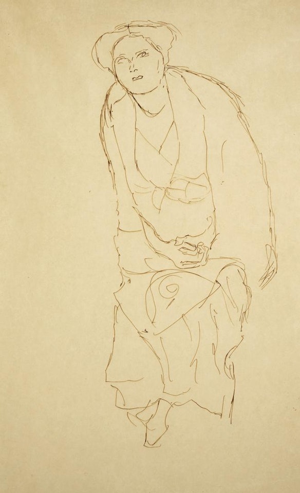 SITZEND VON VORNE (STUDIE ZU EUGENIA PRIMAVESI) (SEATED FIGURE HEAD-ON (STUDY FOR EUGENIA PRIMAVESI)) by Gustav Klimt