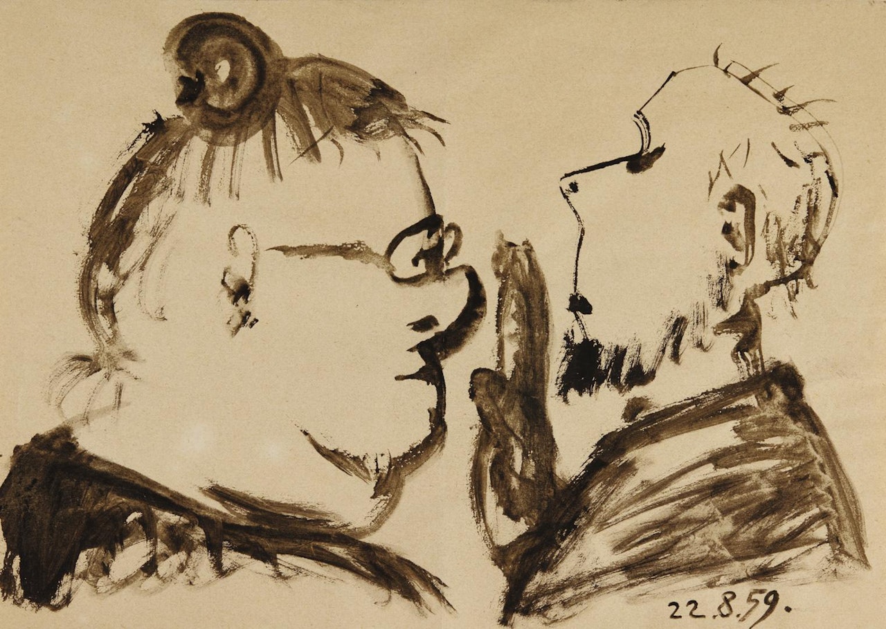 DEUX TÊTES DE PROFIL by Pablo Picasso