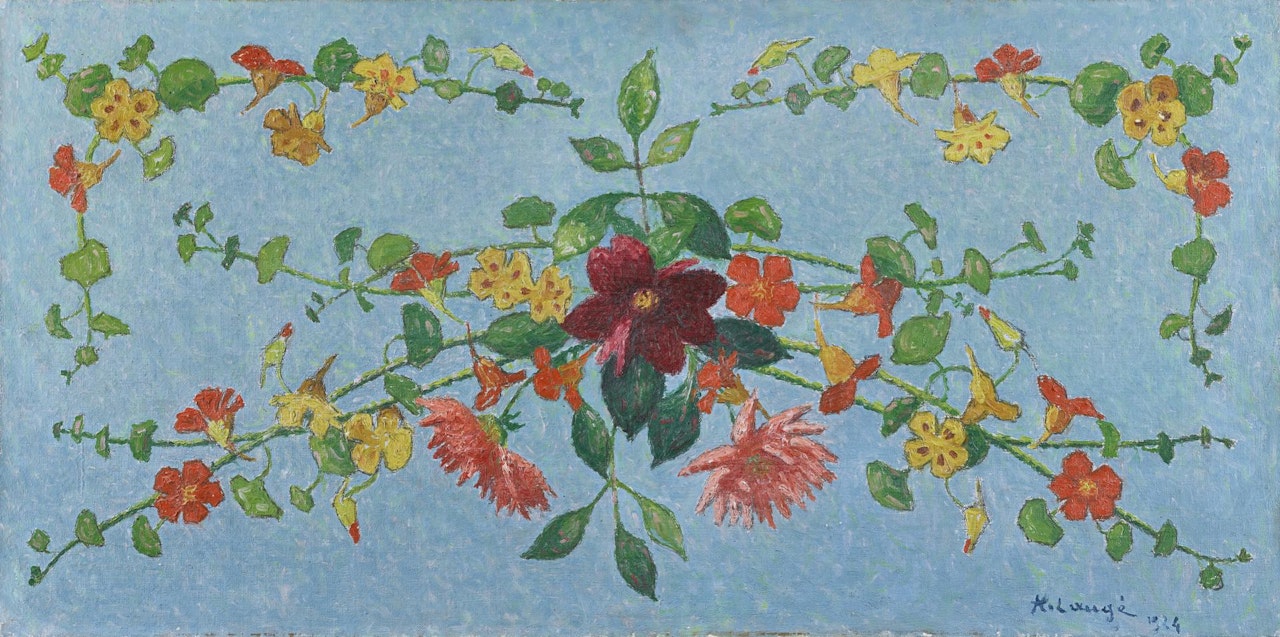 COMPOSITION DE FLEURS, CAPUCINES ET DAHLIAS by Achille Laugé