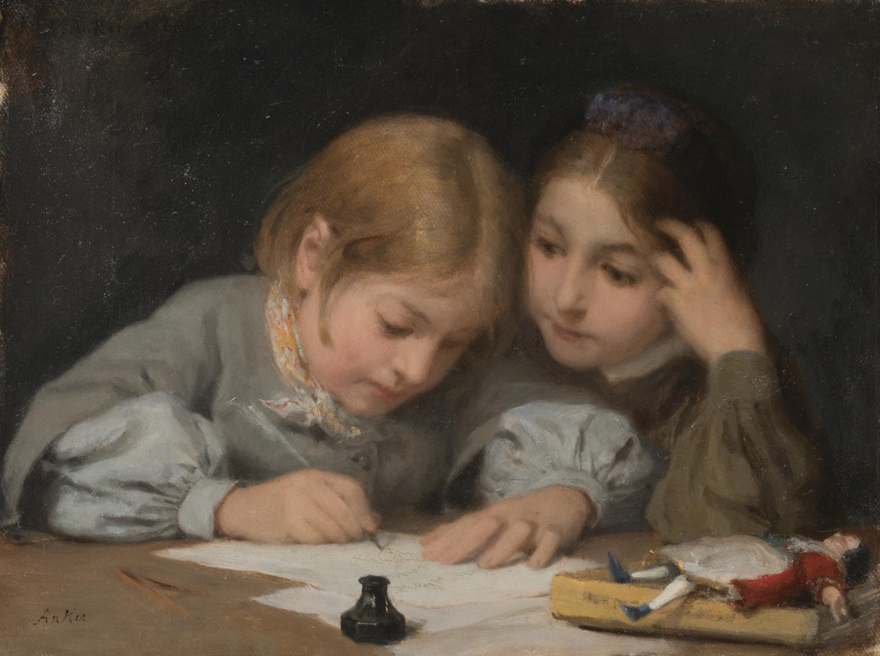 SCHREIBUNTERRICHT by Albert Anker