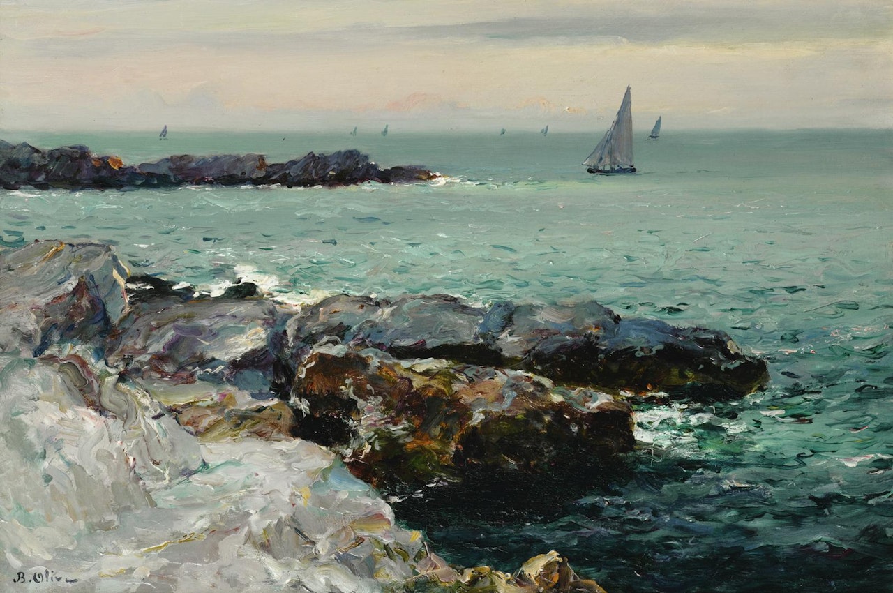 SUNSET ON THE ISLANDS NEAR MARSEILLE by Jean Baptiste Olive