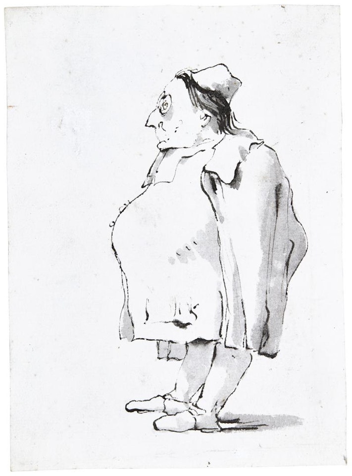 A CARICATURE OF A MAN, IN PROFILE, WEARING A HAT AND A PAIR OF SPECTACLES  by Giovanni Battista Tiepolo