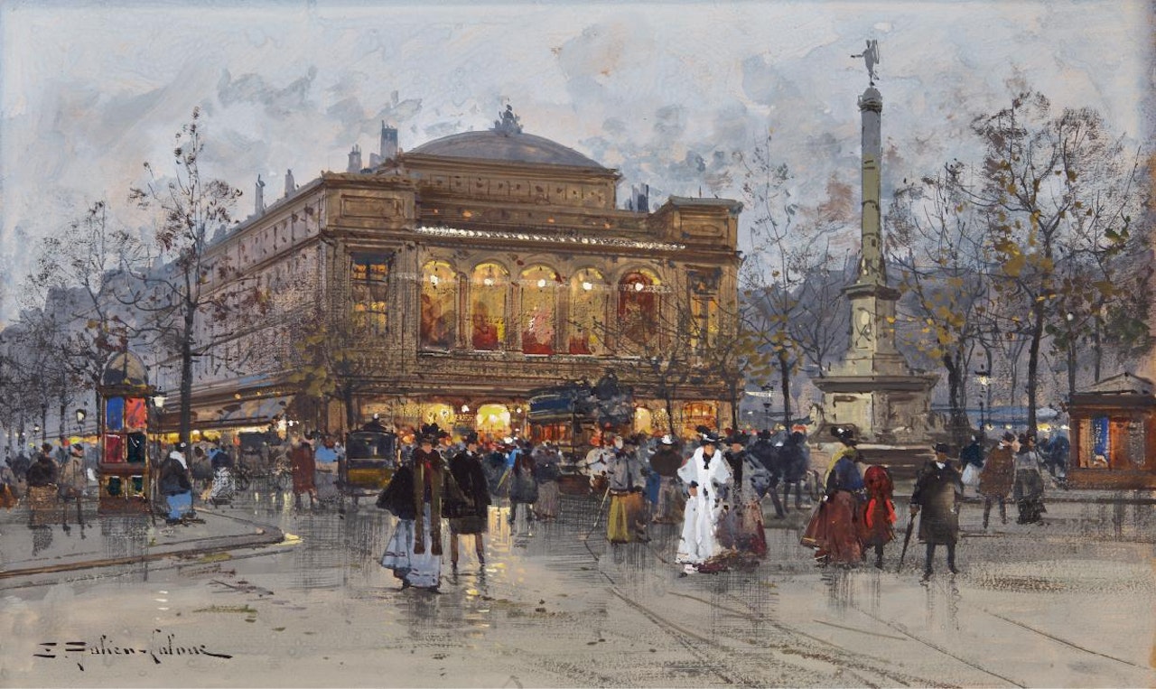 Le Théâtre du Châtelet, Paris by Eugene Galien-Laloue
