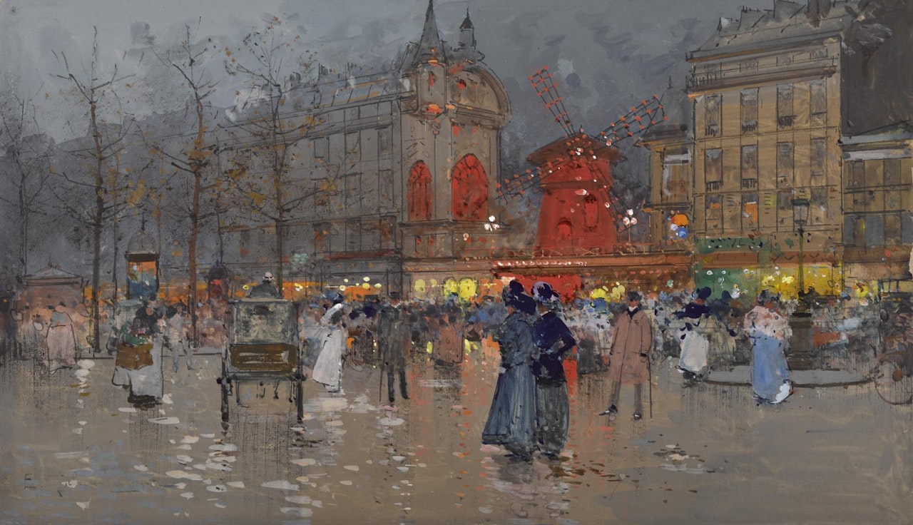 Le Moulin Rouge, Paris by Eugene Galien-Laloue