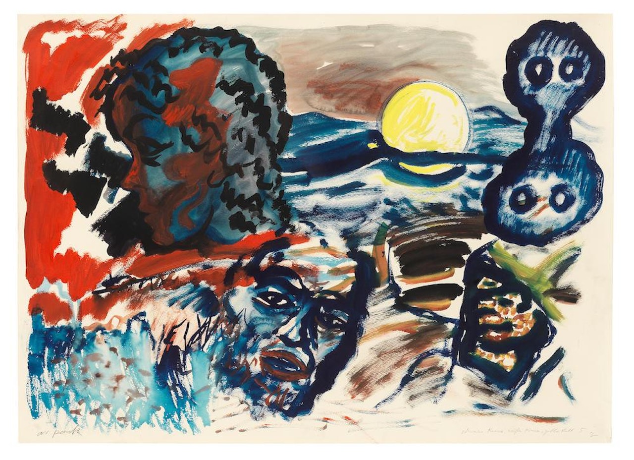 Schwarzes Kreuz, weisses Kreuz, gelber Ball 5 by A.R. Penck