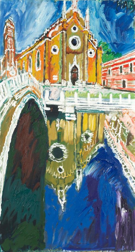 Reflections of Church and Small Bridge by John Bratby