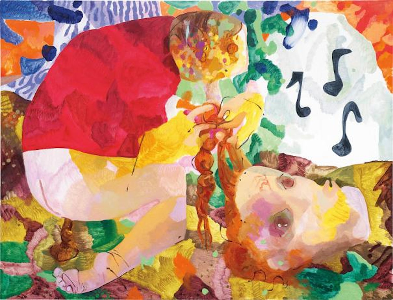 Crapping, Braiding and Whistling by Dana Schutz