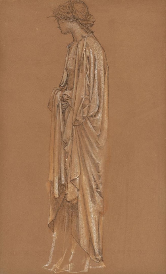 Study of a draped female figure for 'The Sleep of Arthur in Avalon' by Edward Coley Burne-Jones