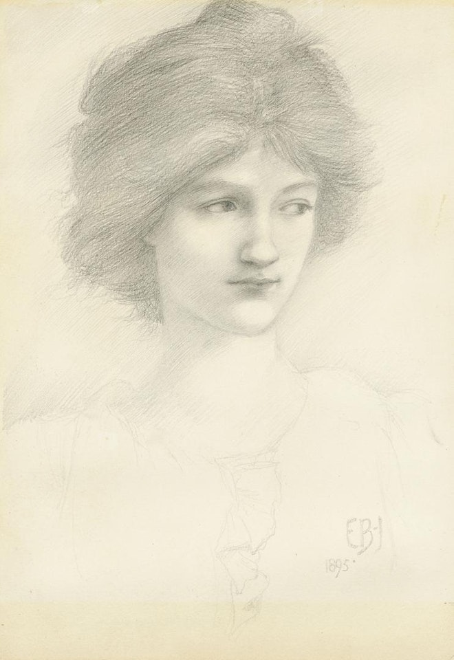 Head study for 'The Sirens' by Edward Coley Burne-Jones