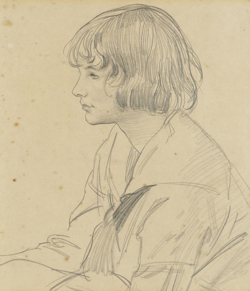 Portrait of Phyllis Crocker, half-length, in profile by Laura Knight