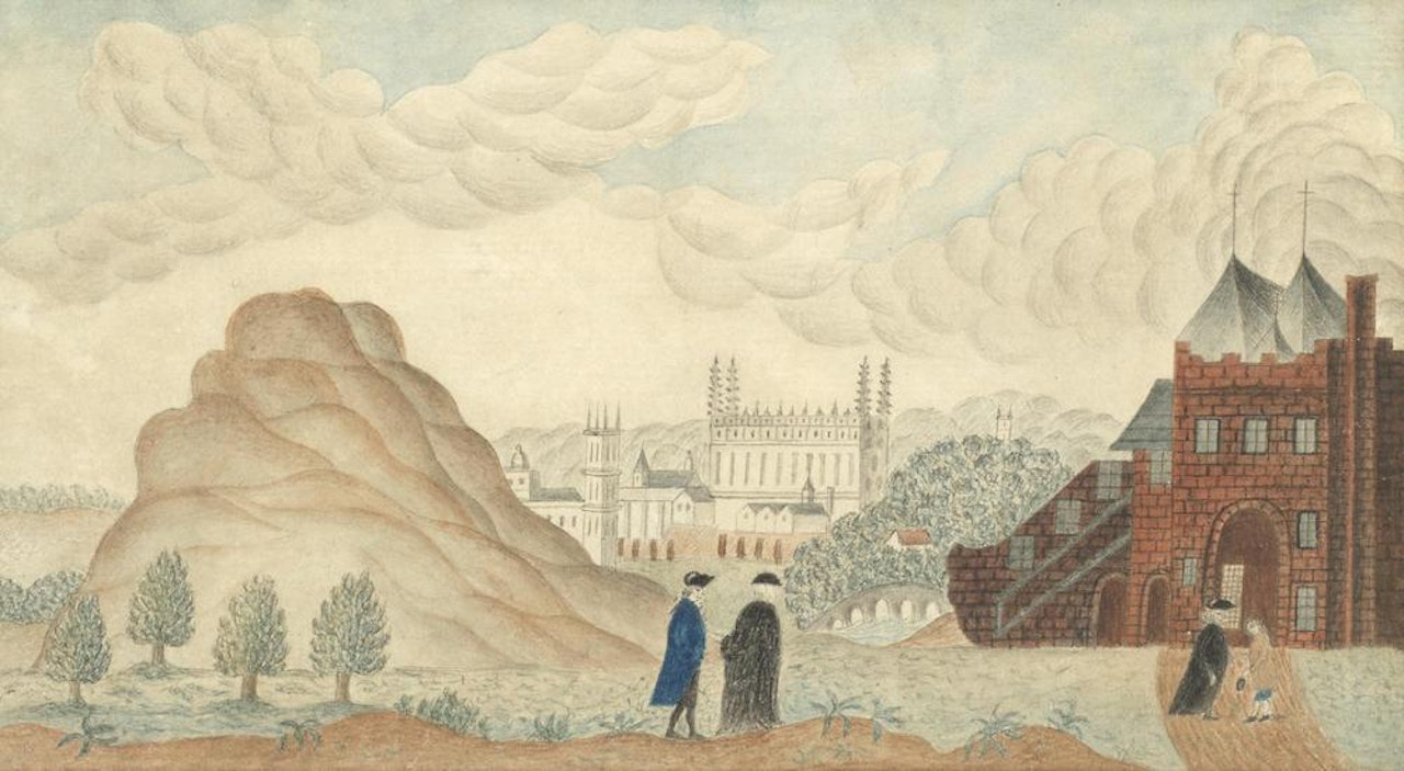 Kings College Chapel, Cambridge, from the Castle Mound and law courts by English School